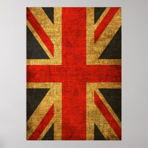 Póster Modelo antiguo rústico de Union Jack