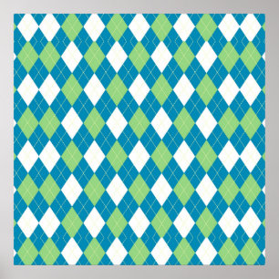 Póster Modelo azulverde y blanco de Argyle