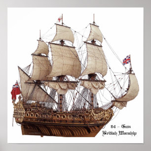 Póster Modelo británico del siglo XVII del buque de
