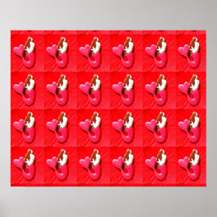 Póster modelo corazón-atado rojo de las sirenas
