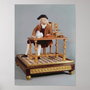 Póster Modelo de Benjamin Franklin en su mesa