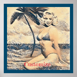 Póster Modelo de bikini rubio de rodilla Thunder_Cove