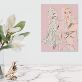 Póster Modelo de moda de color de agua Rosa polvoriento