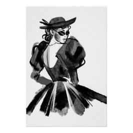 Póster Modelo de moda de la costura esbozada