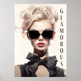 Póster Modelo de moda glamoroso poster Black Bow