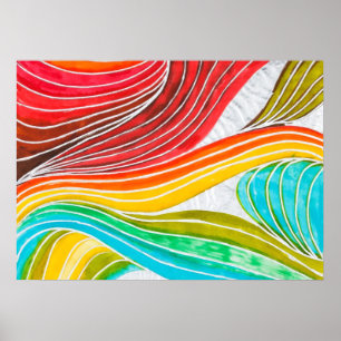 Póster Modelo de onda dibujado por las pinturas de la