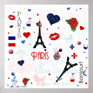 Póster Modelo de París con la torre Eiffel