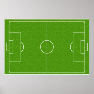 Póster Modelo del campo de fútbol en hierba