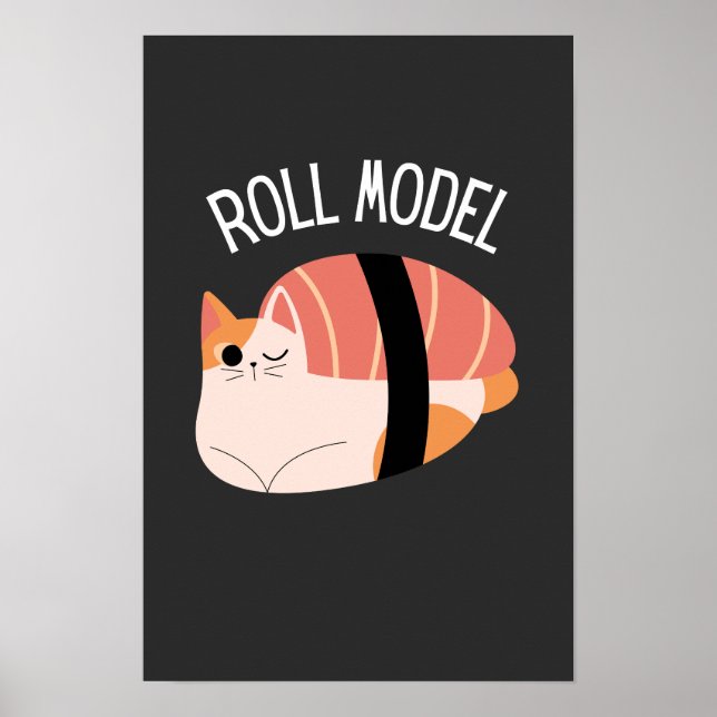 Póster Modelo divertido de rollo de gato de sushi  (Frente)