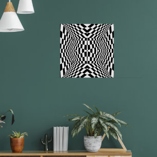 Póster Modelo geométrico blanco y negro