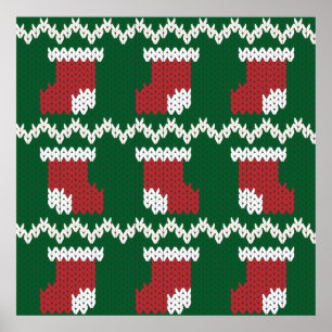 Póster Modelo hecho punto del calcetín del navidad