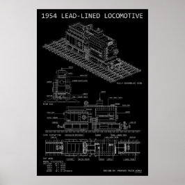 Póster Modelo MOC de plano de locomotora revestida de plo