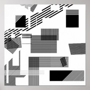 Póster Modelo moderno blanco negro abstracto de la raya