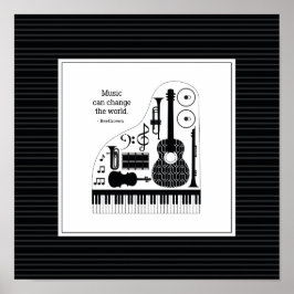 Póster Modelo moderno de instrumentos musicales en blanco