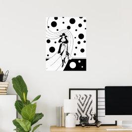 Póster Modelo Retro Runway, moda Art Deco Vintage