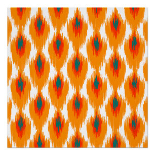 Póster Modelo tribal abstracto verde azulado anaranjado