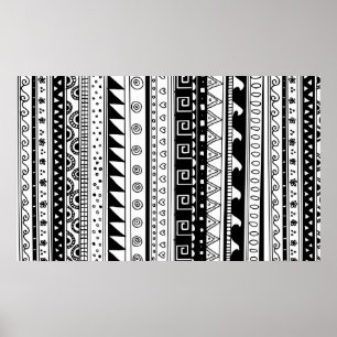 Póster Modelo tribal blanco y negro