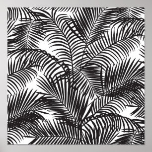 Póster Modelo tropical negro moderno de las palmeras