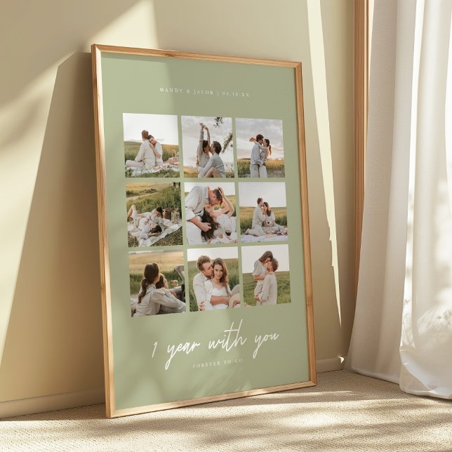 Póster Modern 1st Anniversary Sage Green Wedding Photos (Subido por el creador)