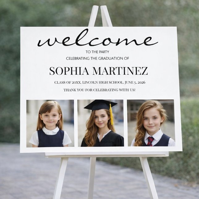 Póster Modern 3 Photo Graduation Welcome Sign (Subido por el creador)