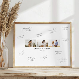 Póster Modern 3 Photo Wedding Guest Signature