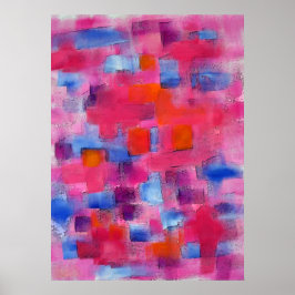 Póster Modern Abstract Acrylic Painting in Pink