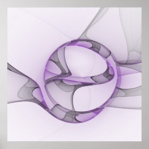 Póster Modern Abstract Fractal Art Lavender Gray