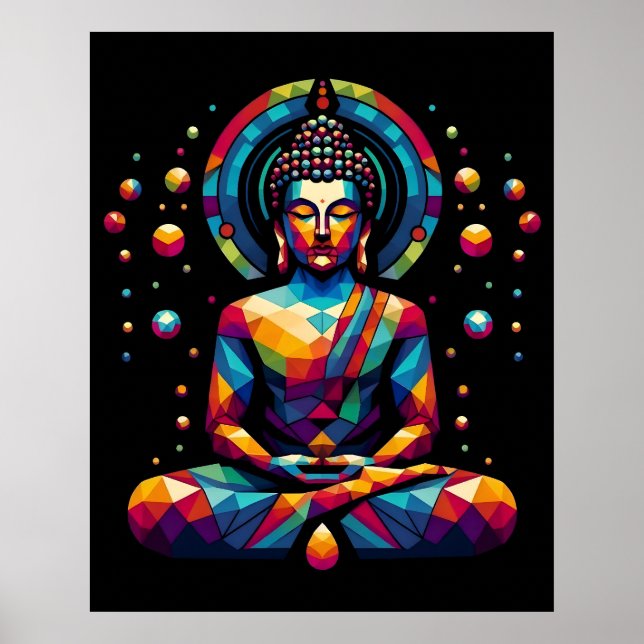 Póster Modern Abstract Geometric Art | Gautama Buddha (Frente)