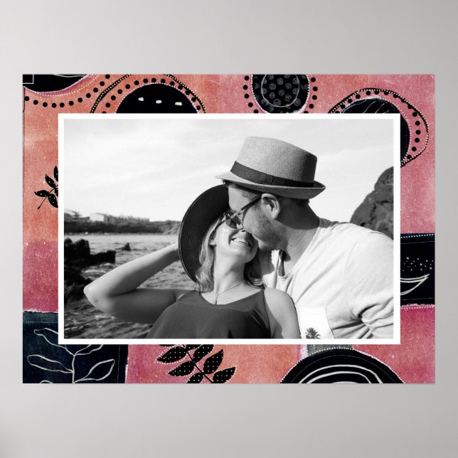 Póster Modern Abstract Pink and Black Botanical Photo (Frente)