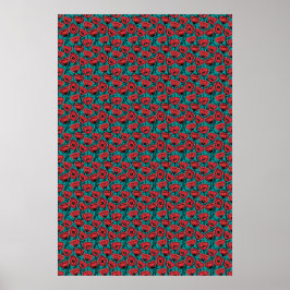 Póster Modern Abstract Red Poppy Floral Pattern