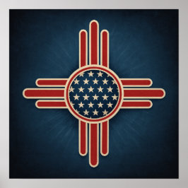 Póster Modern American Zia Emblem – Bold Patriotic Southw