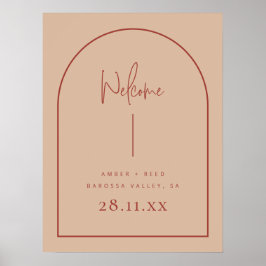 Póster Modern Arch Terracotta Blush Palm Wedding Welcome