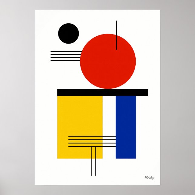 Póster Modern Bauhaus Geometric Abstract Minimalist (Frente)