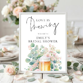 Póster Modern Beer Love is Brewing Welcome Bridal Shower