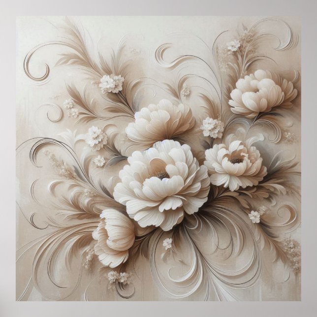 Póster Modern Beige Flowers 20 Poster (Frente)