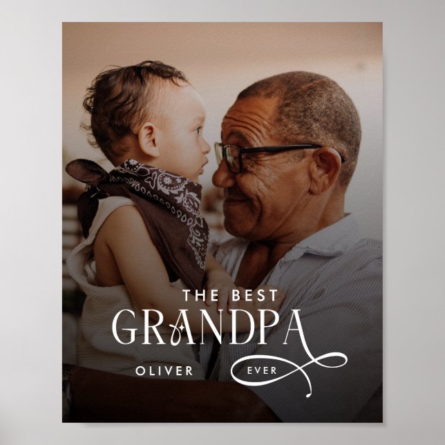 Póster Modern Best GrandPa Ever Photo Personalized (Frente)