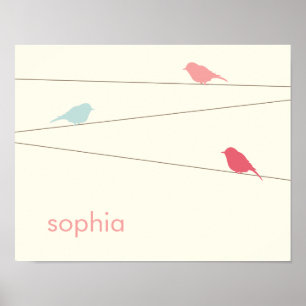 Póster Modern Birds Personalized Kids Wall Art