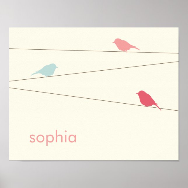 Póster Modern Birds Personalized Kids Wall Art (Frente)