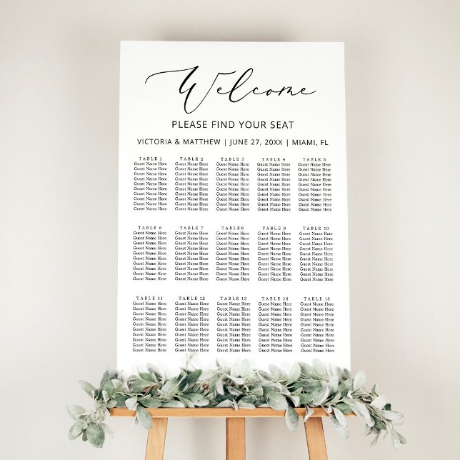 Póster Modern Black White 15 Tablas Boda Tabla de asiento (Subido por el creador)