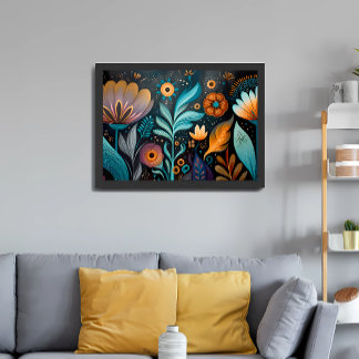 Póster Modern Boho Floral Tapestry