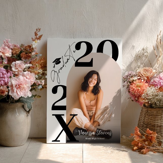 Póster Modern Bold Black white Trendy photo graduation (Modern Bold Black white Trendy photo graduation Poster)