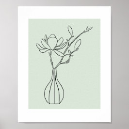Póster Modern Botanical Sage Green Illustration