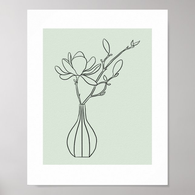 Póster Modern Botanical Sage Green Illustration (Frente)
