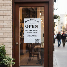 Póster Modern Business opening hours logo and qr code