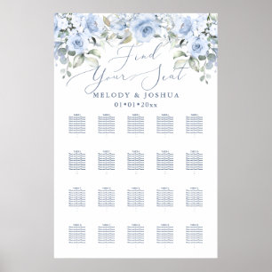 Póster Modern Calligraphy Font DIY color Dusty Blue Roses