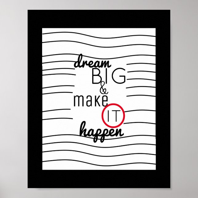 Póster modern chic inspirational quote poster dream big (Frente)