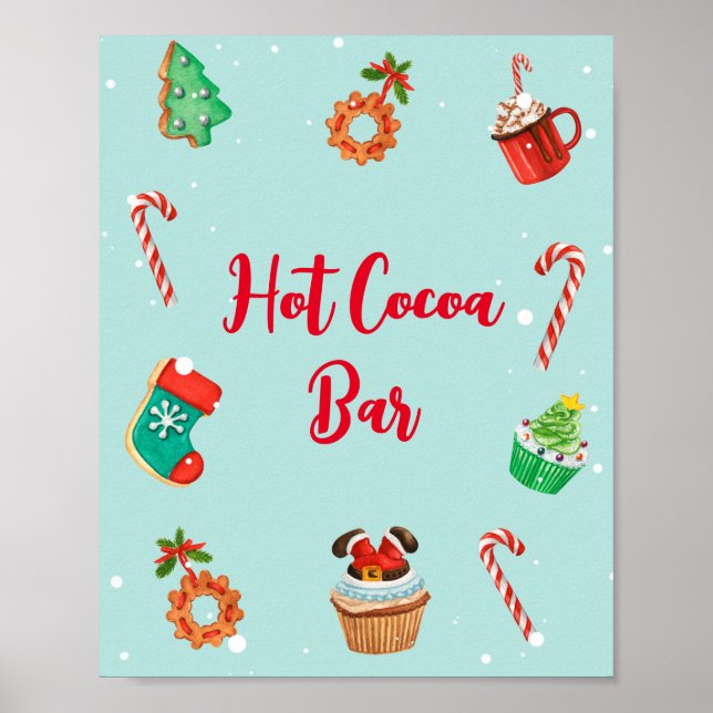 Póster Modern Christmas Hot Cocoa Bar Sign (Frente)