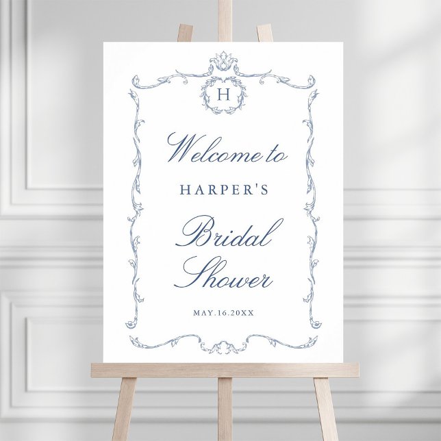 Póster Modern Classic French Frame Wedding Dusty Blue (Subido por el creador)