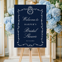 Póster Modern Classic French Frame Wedding Navy Blue