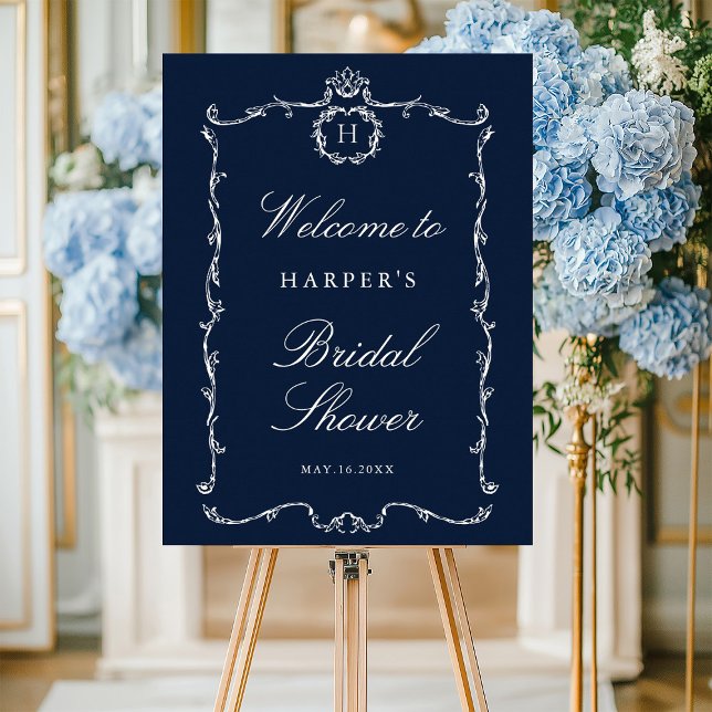 Póster Modern Classic French Frame Wedding Navy Blue (Subido por el creador)